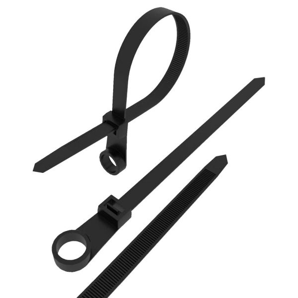 Kabelbinder mit Bohrung 3,6 x 150 mm schwarz aus Polyamid